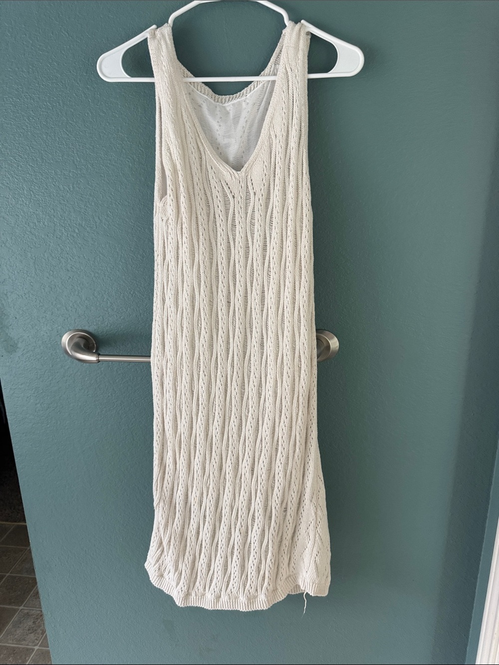 Cream Crochet Knit Tank Dress